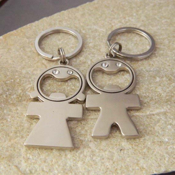 Couple His and Hers Stick People Keychains